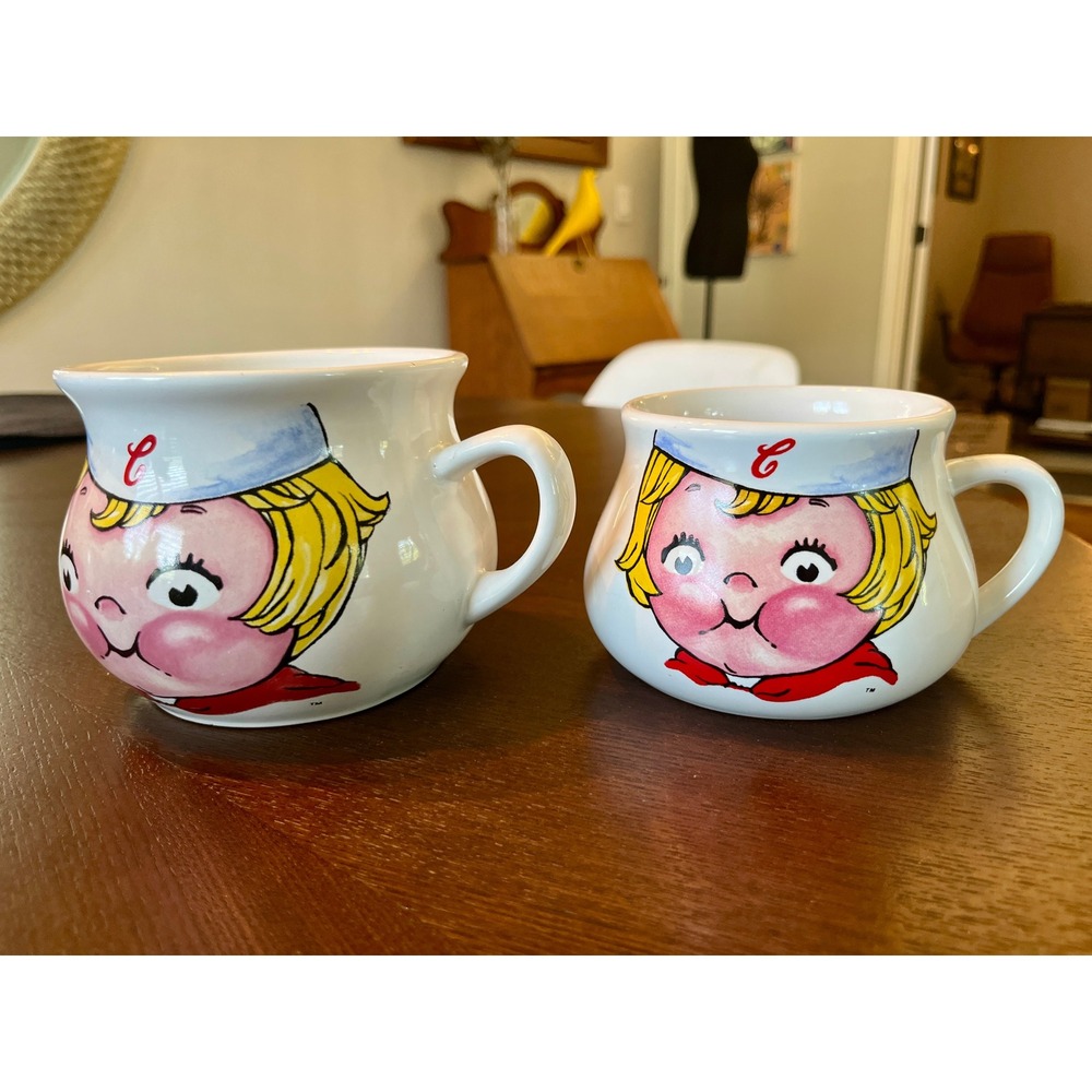 Vintage 1998 Campbell Soup Kids Face Mug Bowls Mismatched Graduated Size Set 2